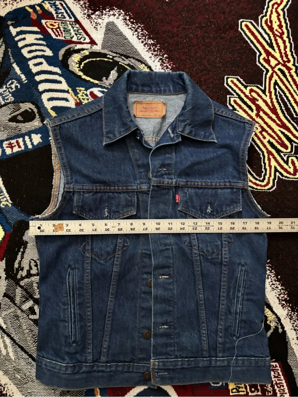 Vintage Levi’s Custom Made Motorcycle Denim Trucker Vest Men’s Size 38